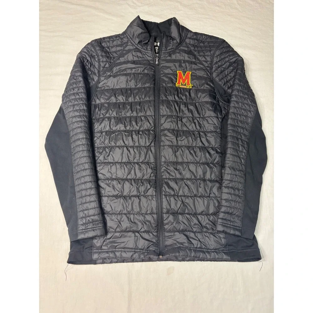 Under Armour Maryland Terrapins Jacket Mens Medium Black Hybrid Puffer Full Zip